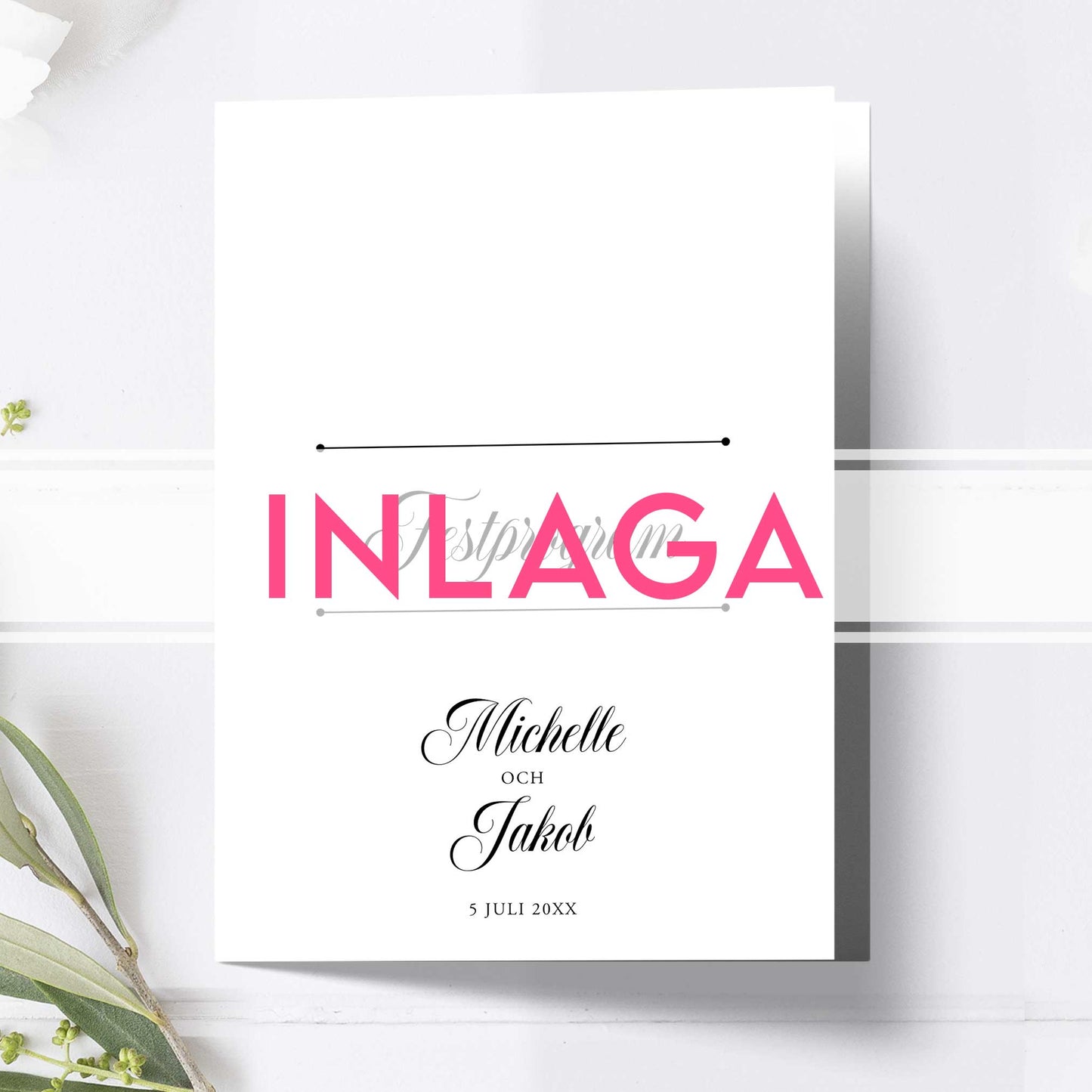 Inlaga till litet festprogram – Klassisk svartvit Formellt – Extra sidor till litet bröllopsprogram 12,7x17,7 cm BR003