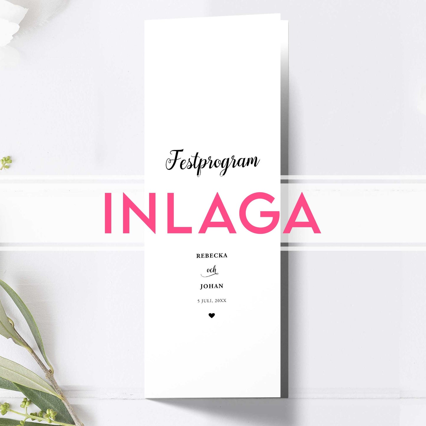Lång Inlaga till festprogram – We Do svartvitt – Extra sidor till avlångt bröllopsprogram 10,5×29,7 cm BR007