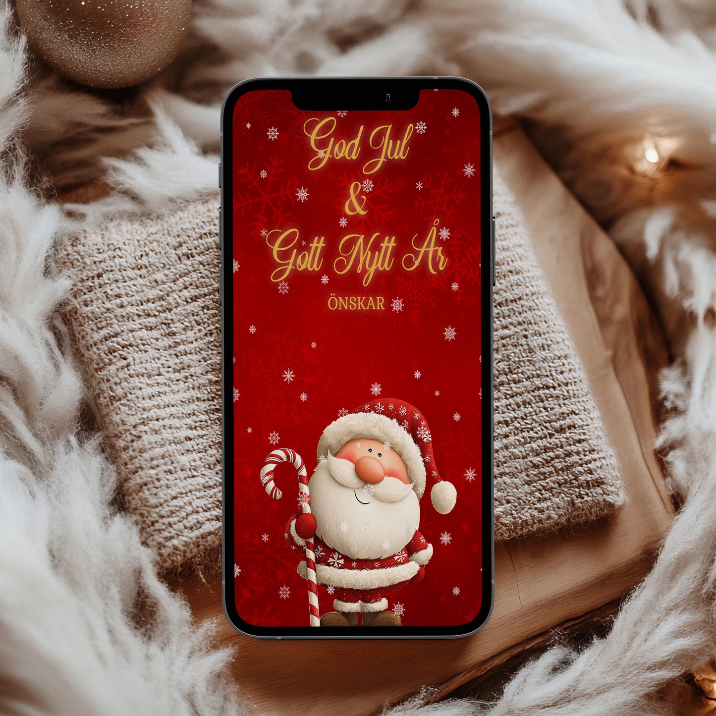 Digitalt Julkort – Personligt Anpassat med Namn – Skicka som SMS/MMS – DK020