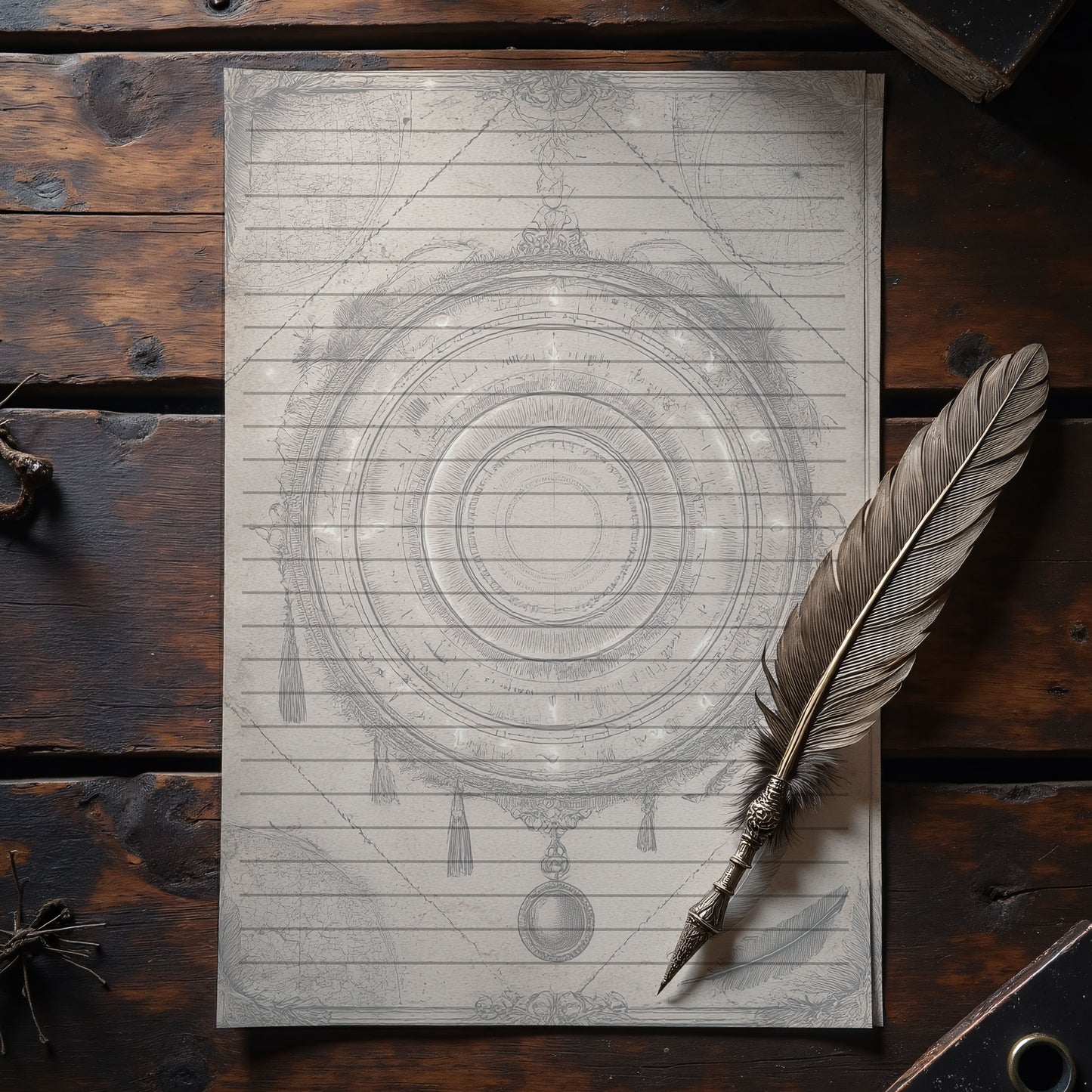 10-pack Brevpapper - Vintage Pendel Dark Academia Grimoire / Book of Shadows Sidor - Tryckt A5 Papper - GP109