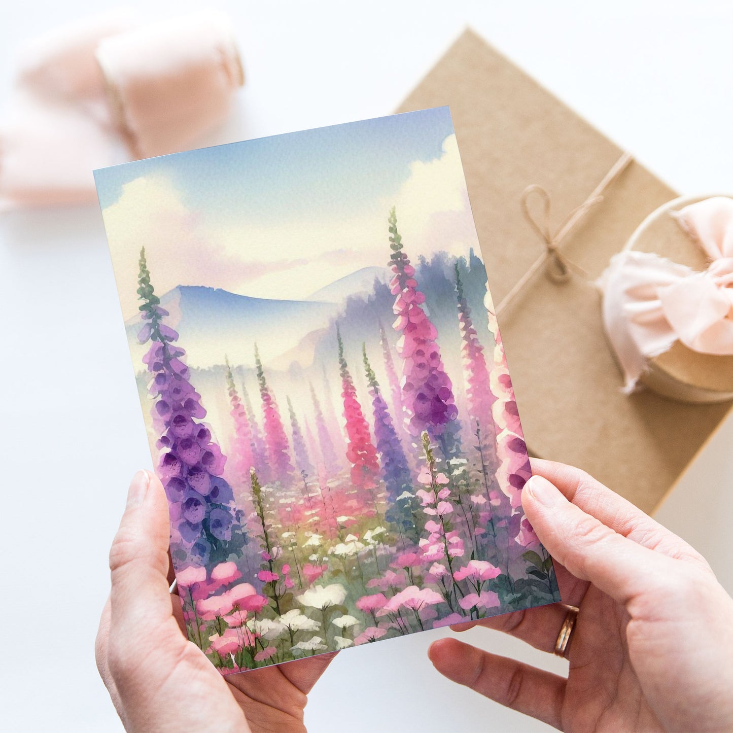 Vykort för postcrossing, scrapbooking & dekoration - Sommar Fingerborgsblommor PC502