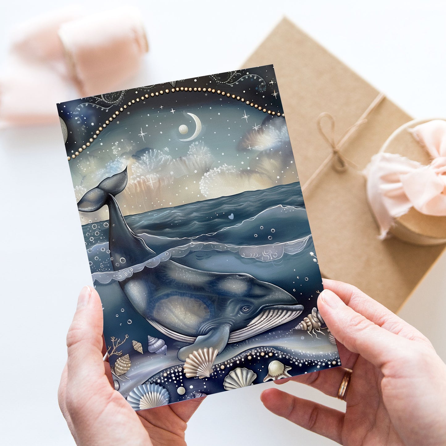 Vykort för postcrossing, scrapbooking & dekoration - Vintage Val på Natten PC508