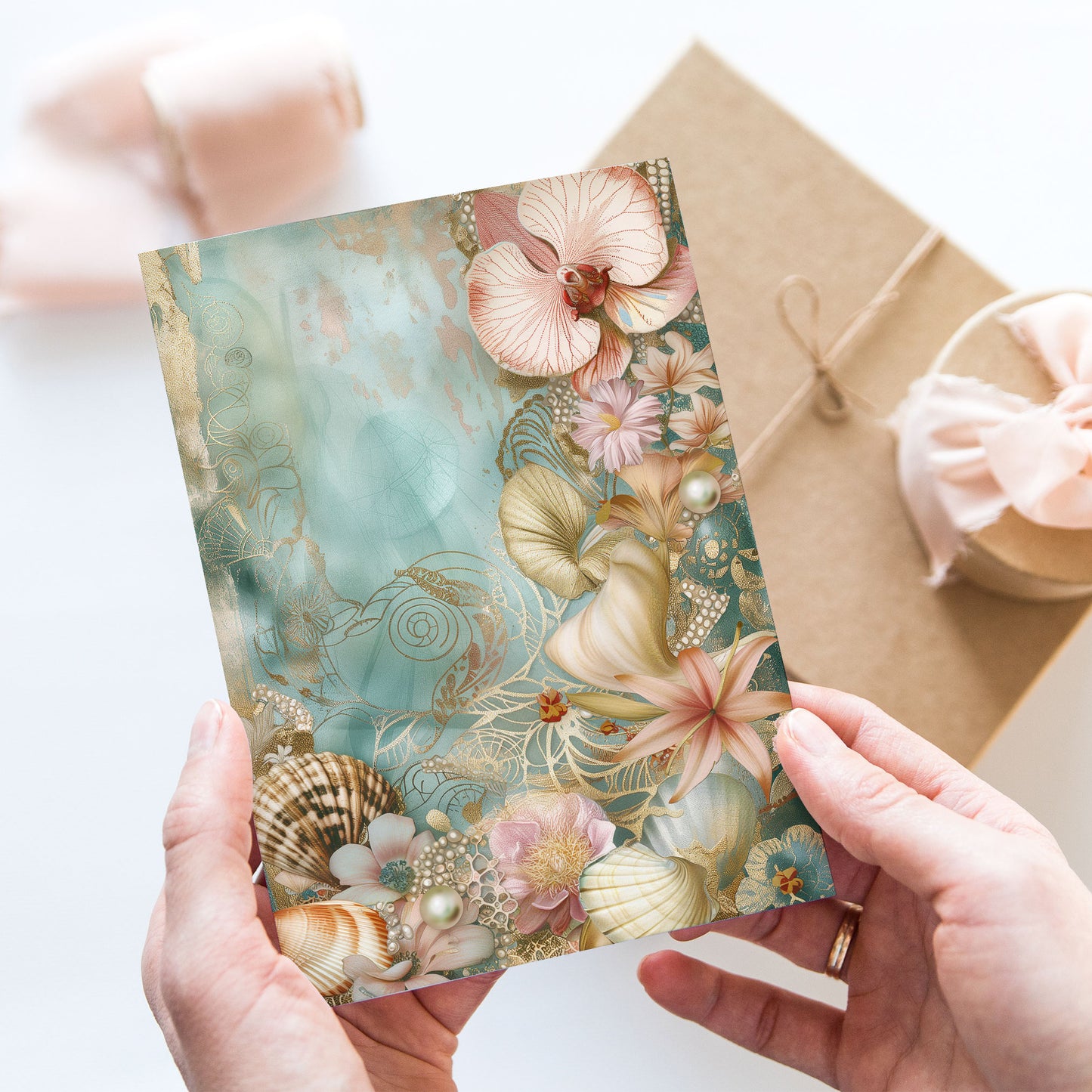 Vykort för postcrossing, scrapbooking & dekoration - Vintage Snäckor PC519