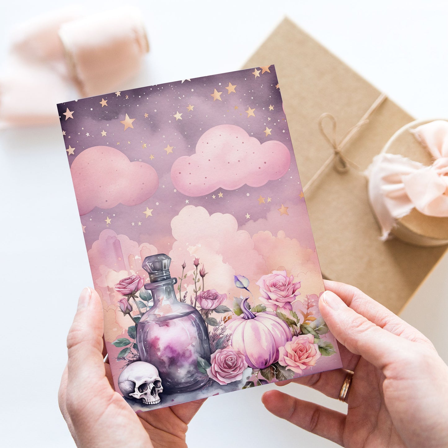 Vykort för postcrossing, scrapbooking & dekoration - Rosa Magi PC545