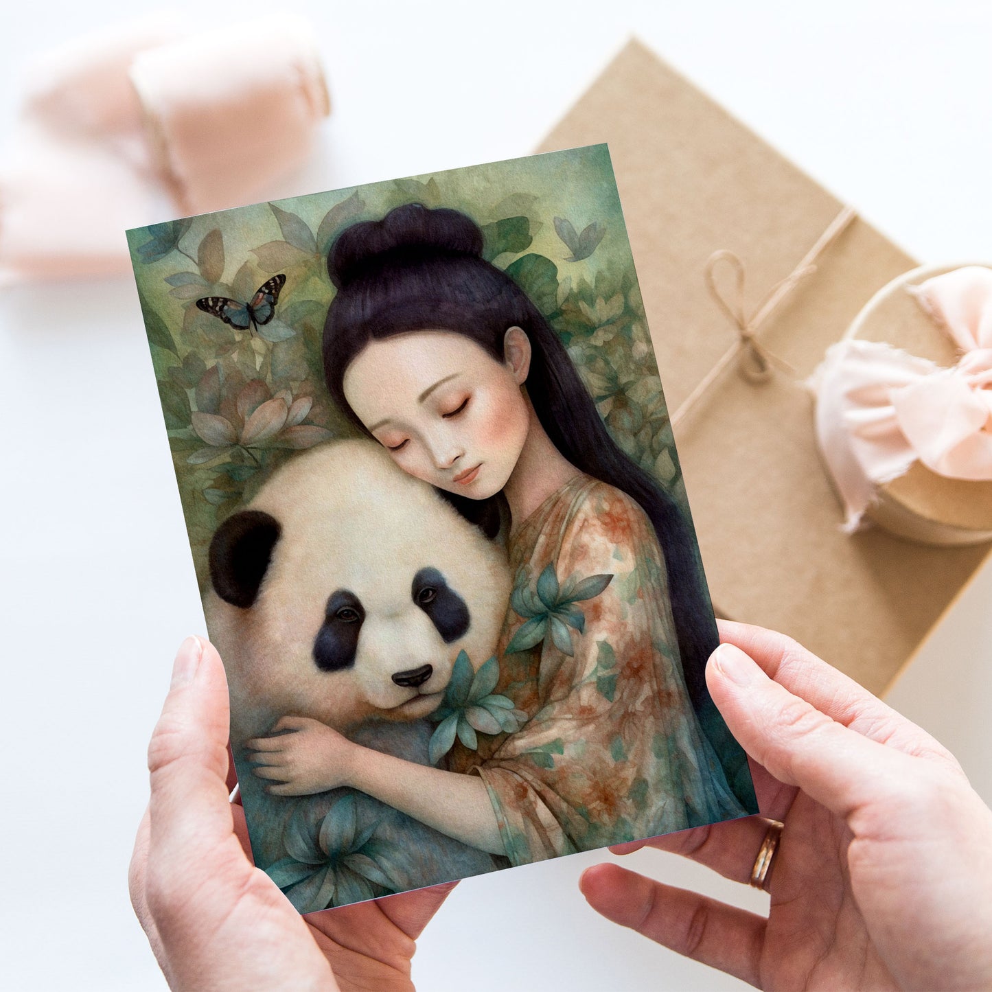 Vykort för postcrossing, scrapbooking & dekoration - Animal Lover Panda PC573