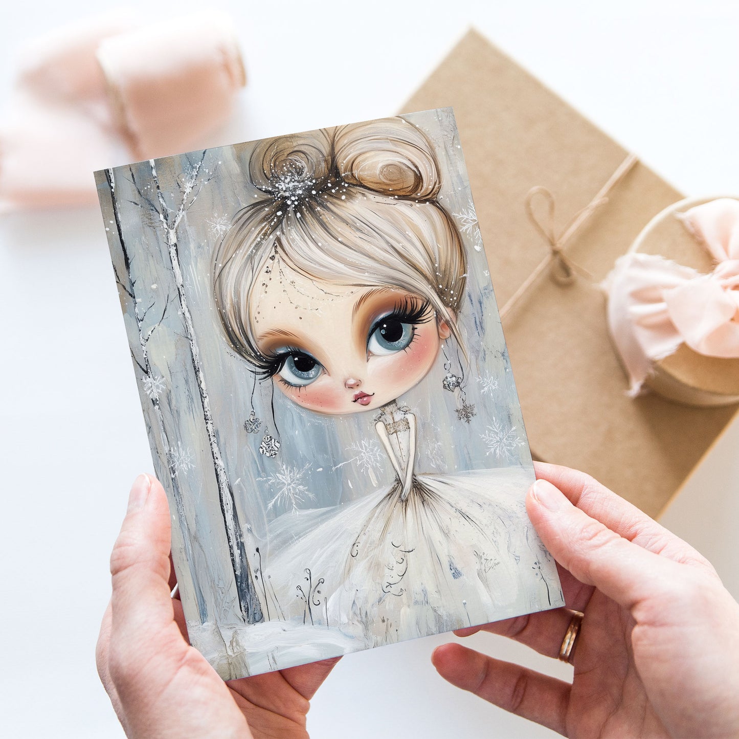 Vykort för postcrossing, scrapbooking & dekoration - Whimsical Flicka Retrostil PC597