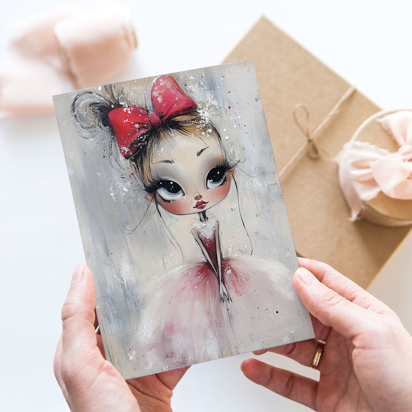 Vykort för postcrossing, scrapbooking & dekoration - Whimsical Flicka Retrostil PC599