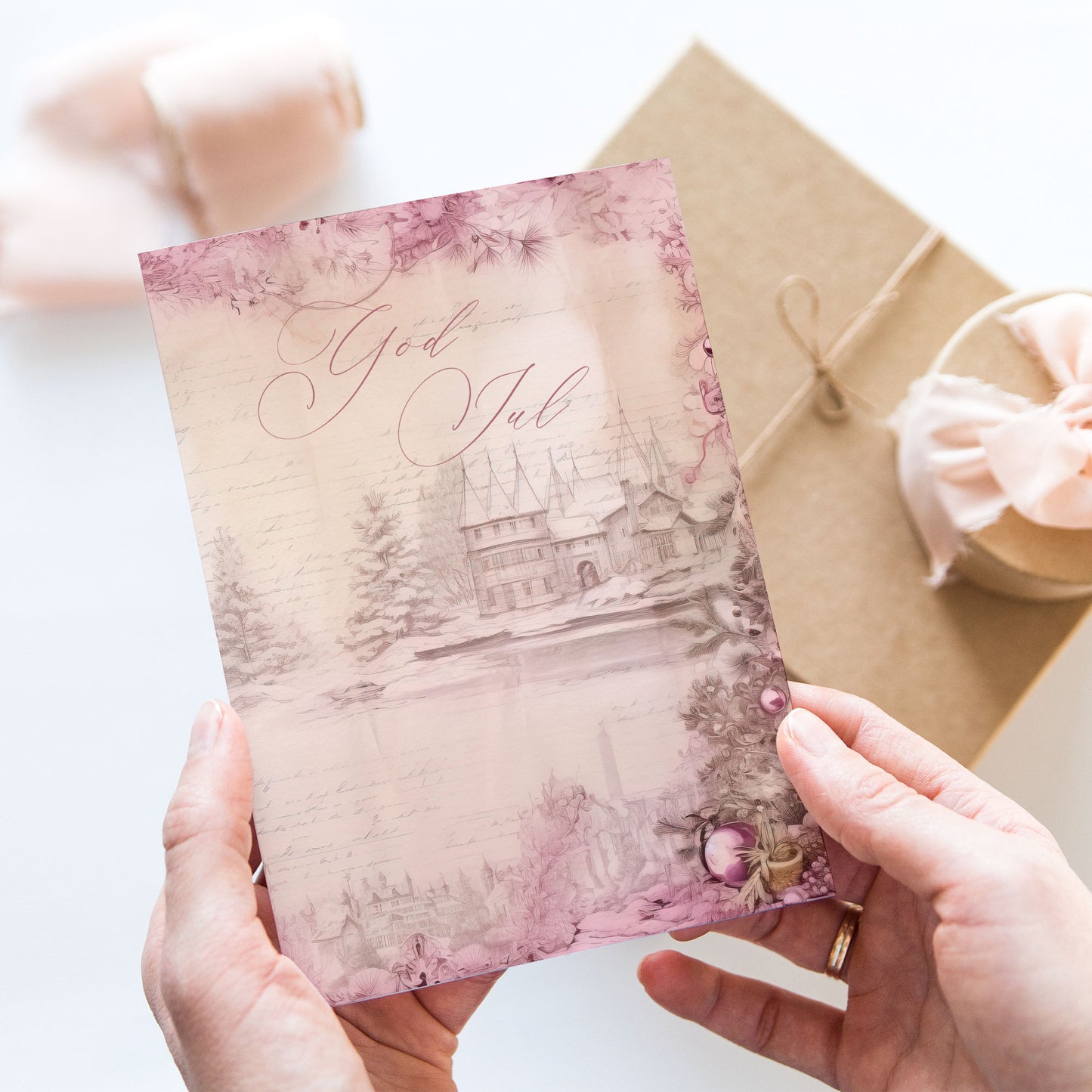 Vykort för postcrossing, scrapbooking & dekoration - God Jul PC611