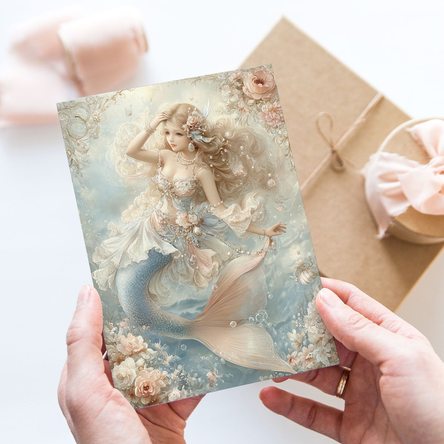 Vykort för postcrossing, scrapbooking & dekoration - Fantasy Sjöjungfru PC656