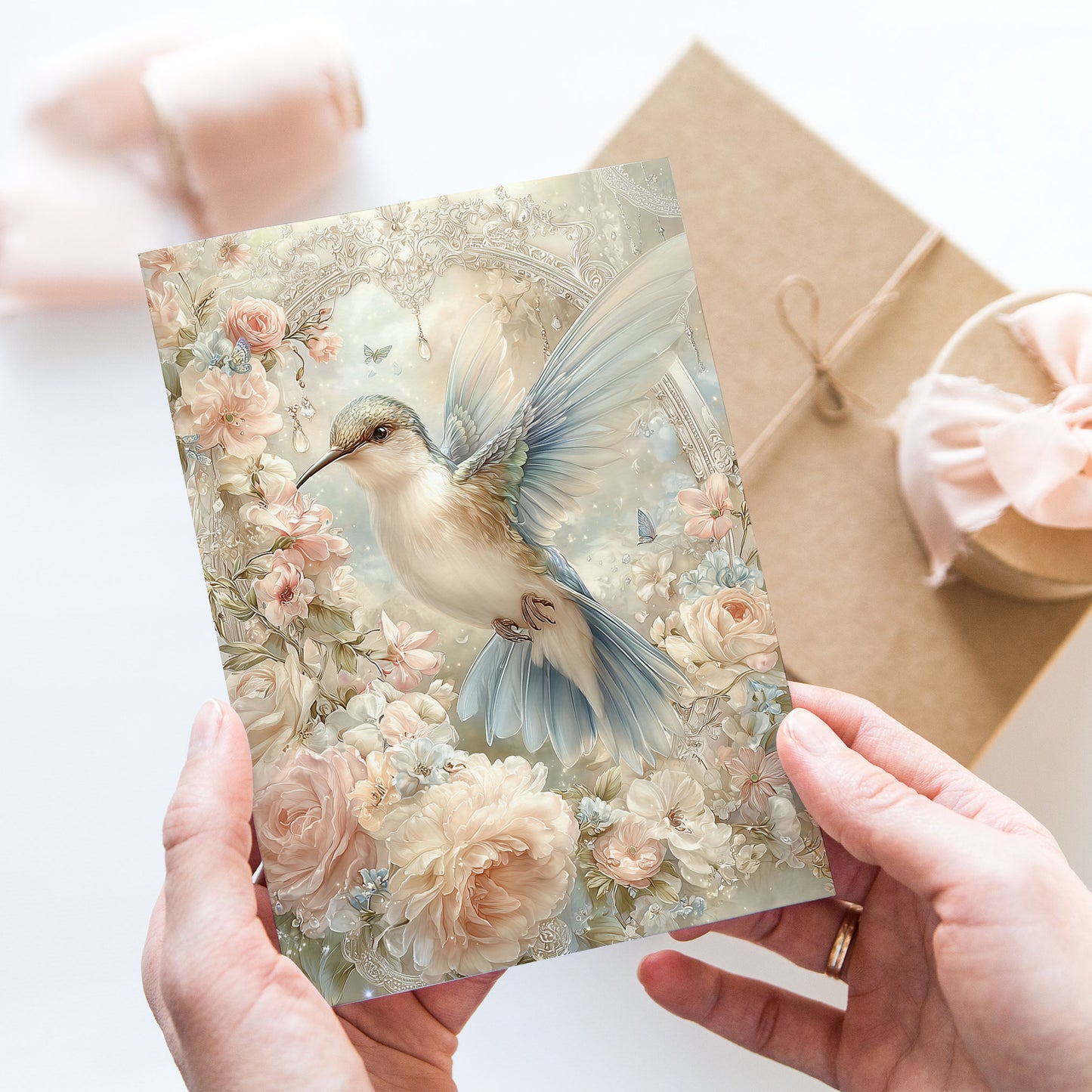 Vykort för postcrossing, scrapbooking & dekoration - Fantasy Kolibri PC669