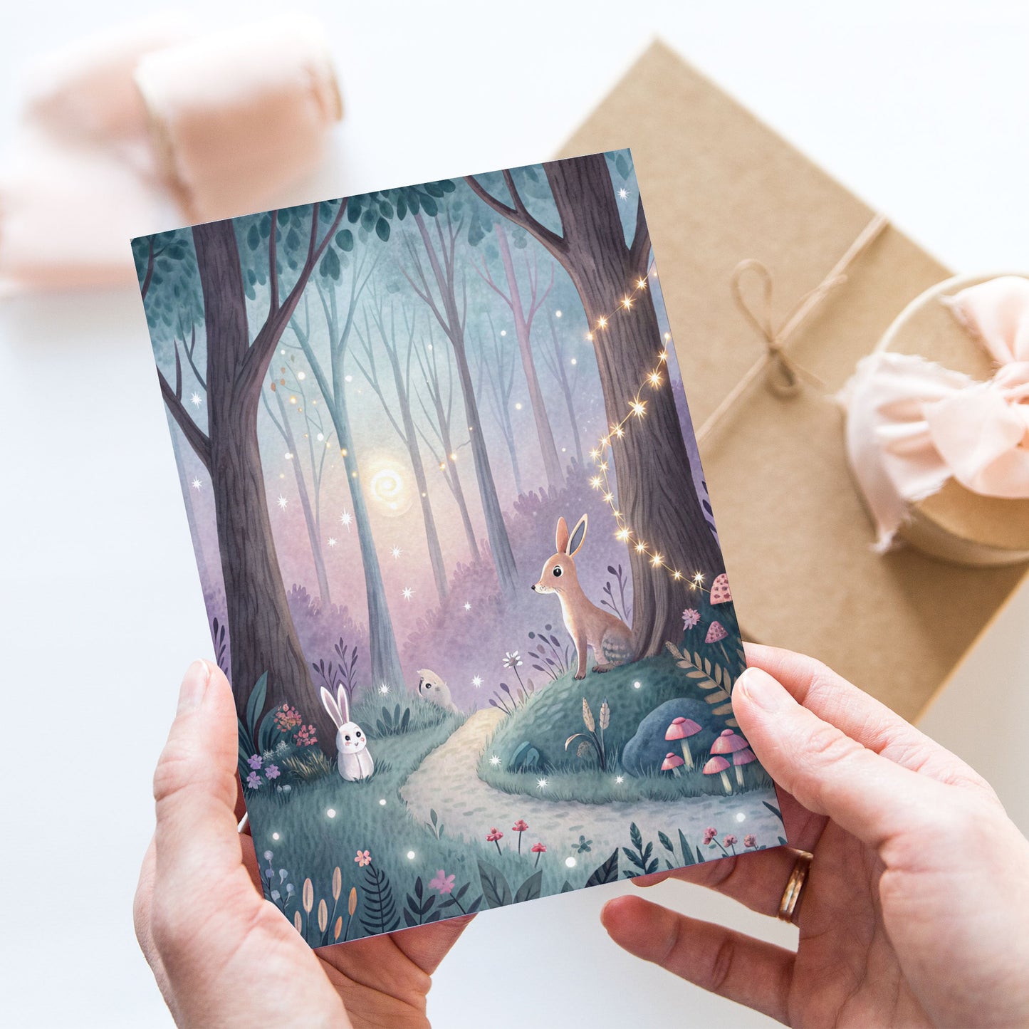 Vykort för postcrossing, scrapbooking & dekoration - Magisk skog PC683