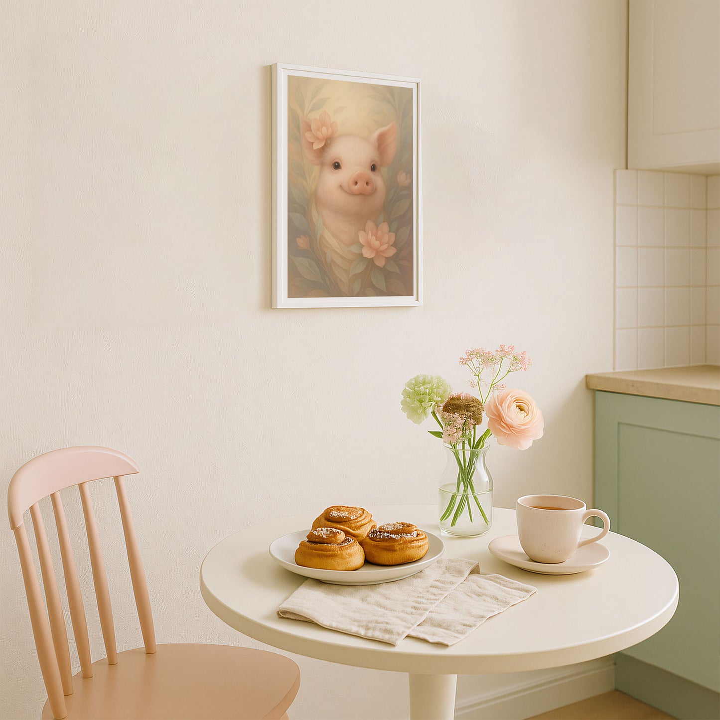 Poster Glad Gris - Bondgårdsdjur Art Print - Tryckt Poster i olika storlekar - PR88-14