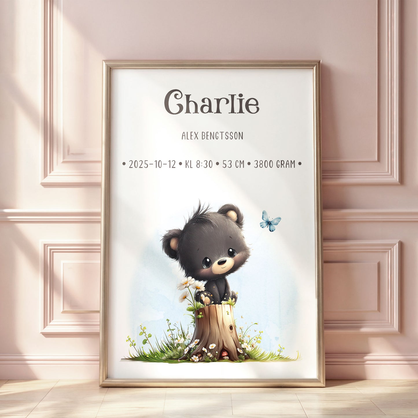 Personlig Födelsetavla Barn - Liten Björn – Doptavla & Doppresent | Adorabelle