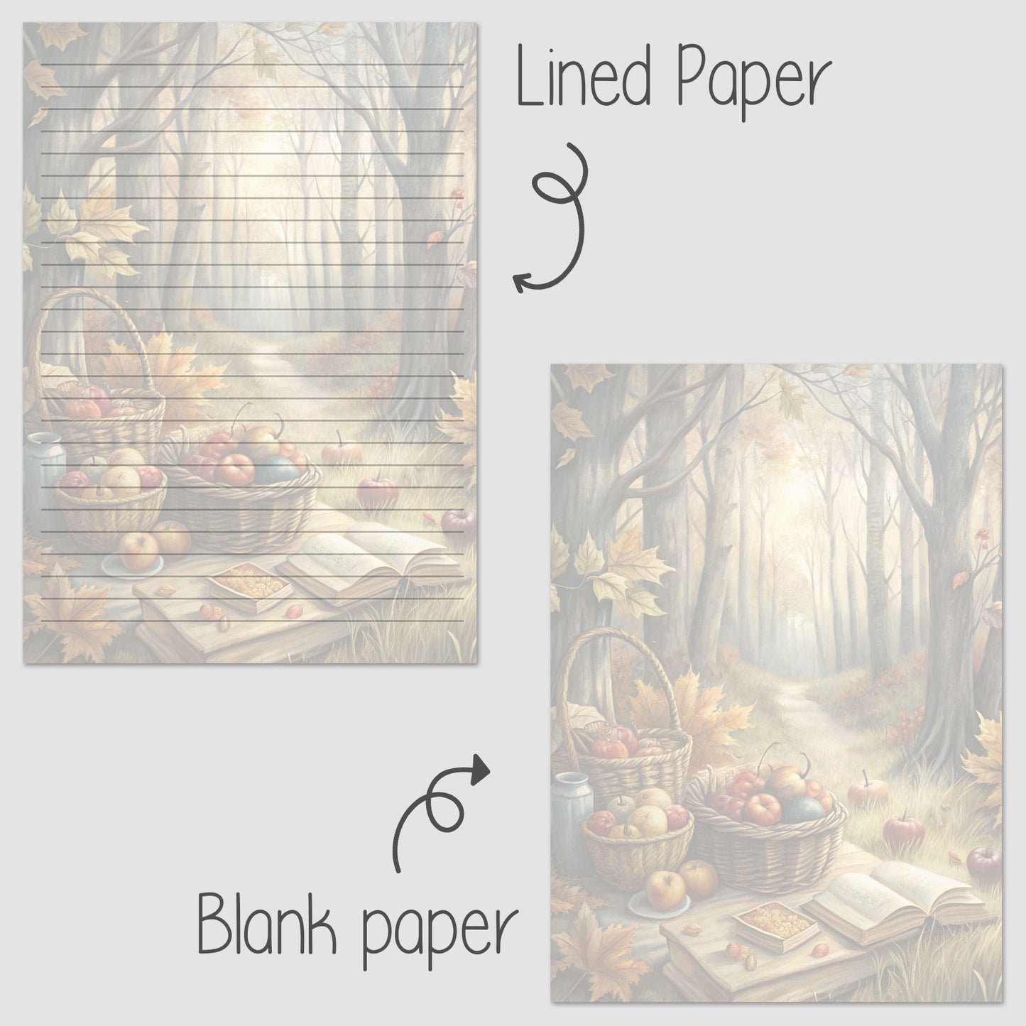 10-pack Brevpapper - Picknick i skogen - Tryckt A5 Papper - WP520