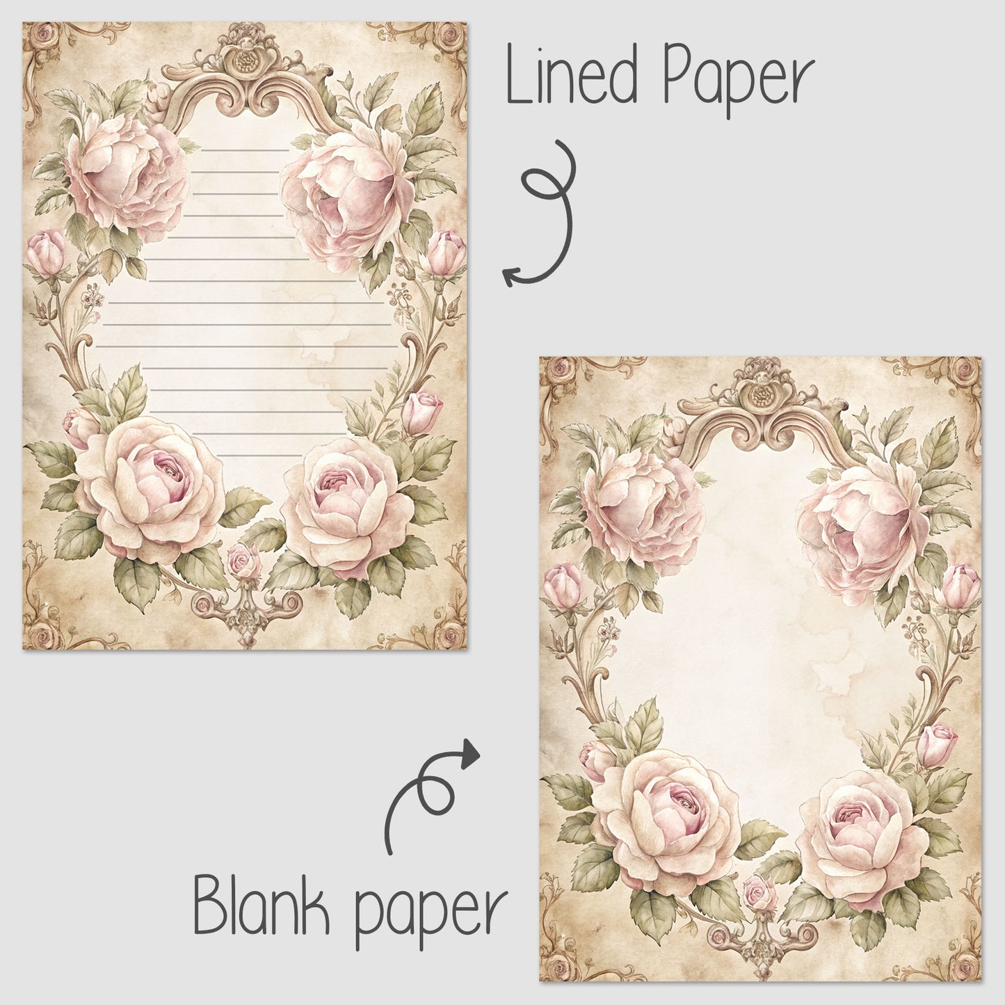 10-pack Brevpapper - Sagobok sida Blommig Baroque - Tryckt A5 Papper - WP527