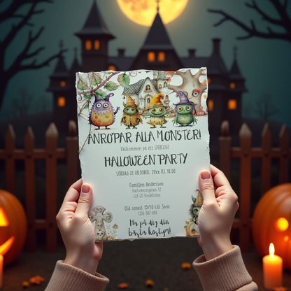 Halloween Party Inbjudningskort – Barnkalas – A6 Tryckt Kort  BKHP674
