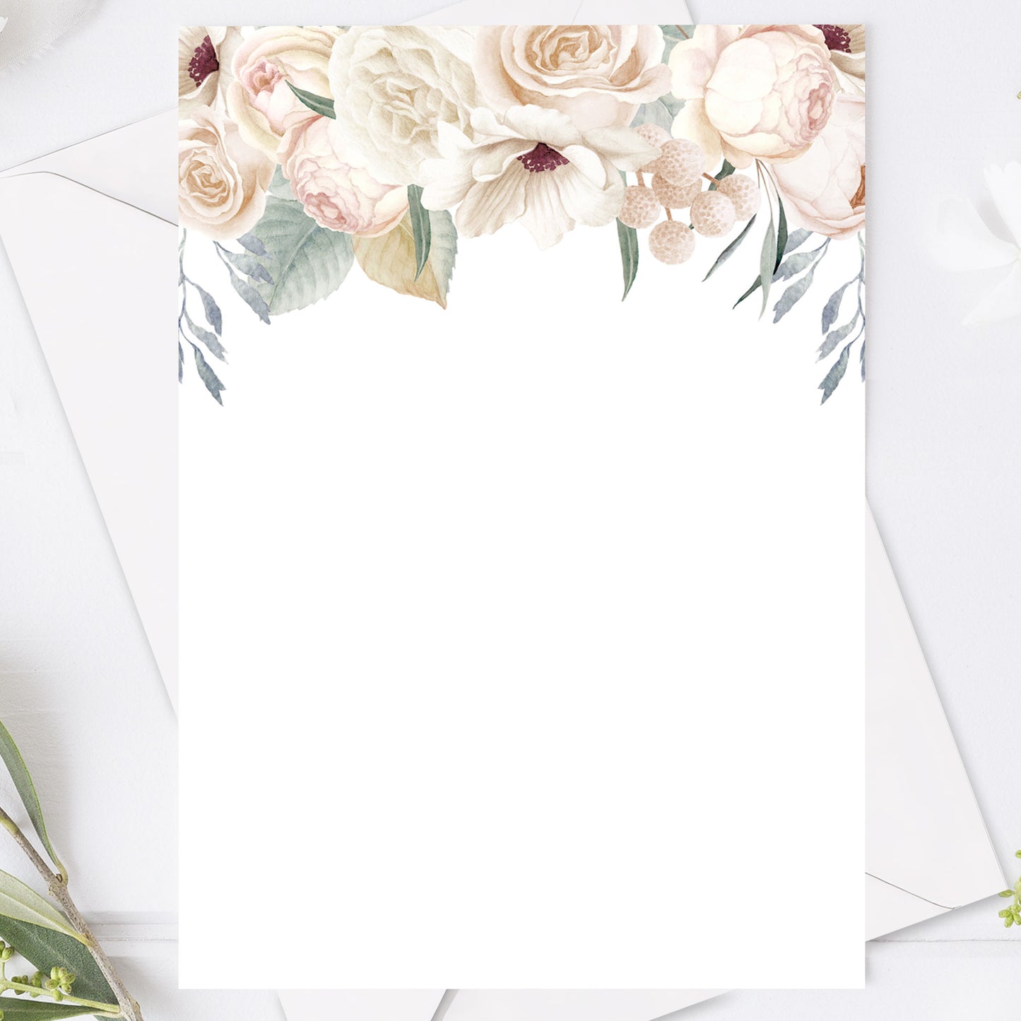 Vintage blommig bröllopsinbjudan – Mr & Mrs tryckt kort – BR001