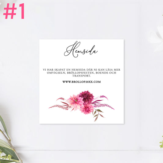 BR002-1 - Bröllopshemsida - Burgundy Dahlia - Tryckt bröllopskort
