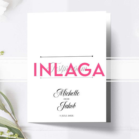 Inlaga till litet festprogram – Klassisk svartvit Formellt – Extra sidor till litet bröllopsprogram 12,7x17,7 cm BR003