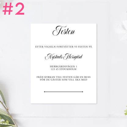 BR003-2 - Festinformation - Formellt svartvitt - Tryckt bröllopskort