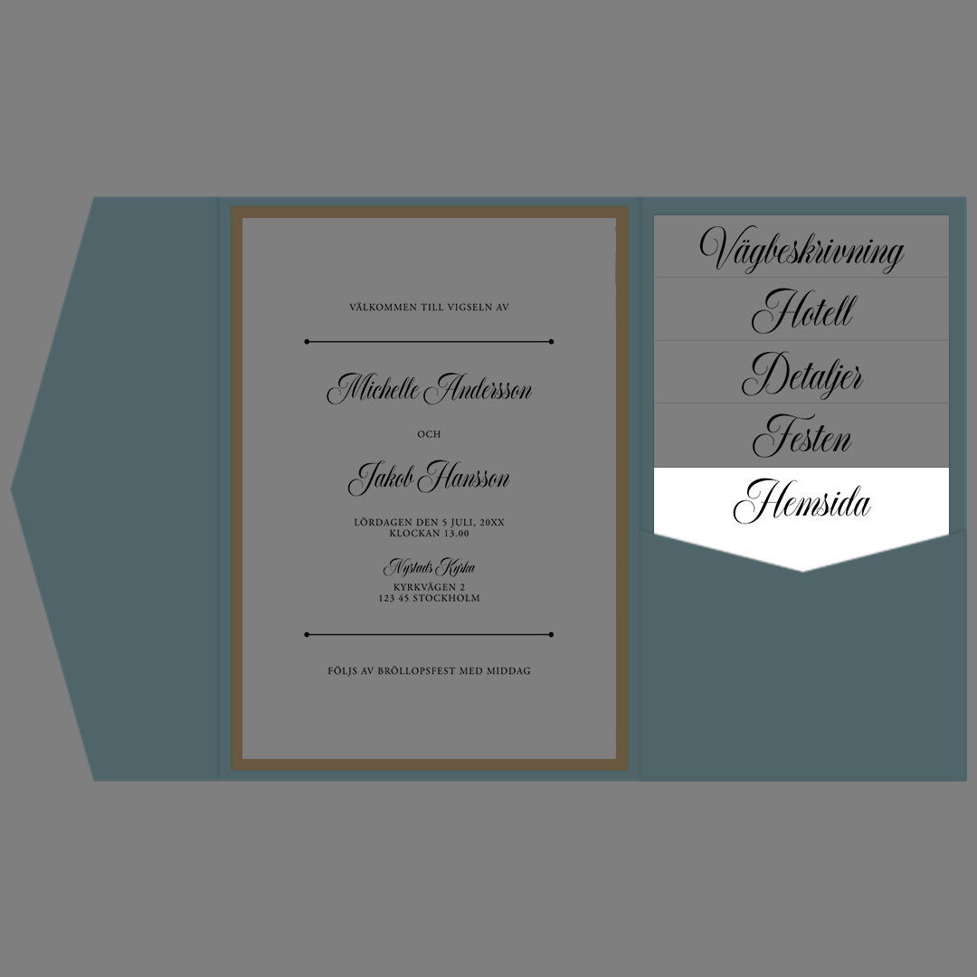 BR003-1 - Bröllopshemsida - Formellt svartvitt - Tryckt bröllopskort
