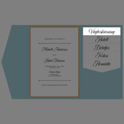 BR003-5 - Vägbeskrivning - Formellt svartvitt - Tryckt bröllopskort