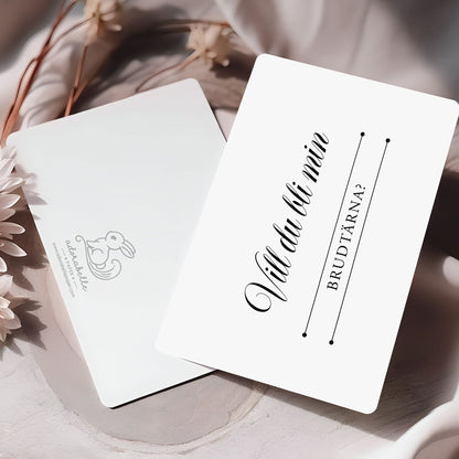 Vill du bli-kort – Klassisk svartvit Formellt – A6 Tryckt fråga till brudfölje BR003