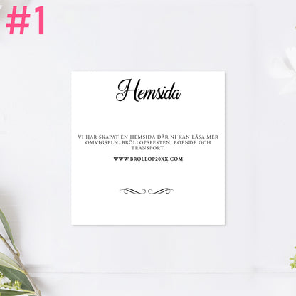 BR004-1 - Bröllopshemsida - Modern Script Svartvitt - Tryckt bröllopskort