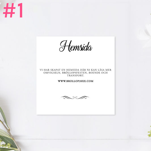 BR004-1 - Bröllopshemsida - Modern Script Svartvitt - Tryckt bröllopskort