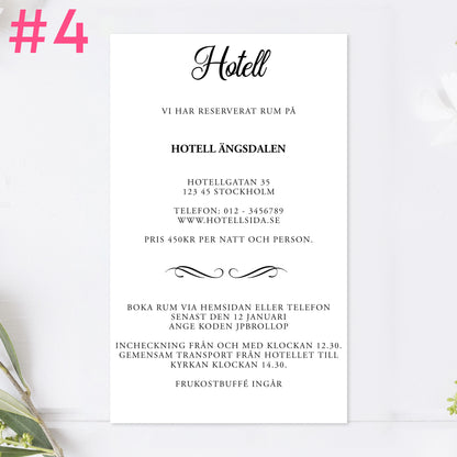 BR004-4 - Boendeinformation - Modern Script Svartvitt - Tryckt bröllopskort