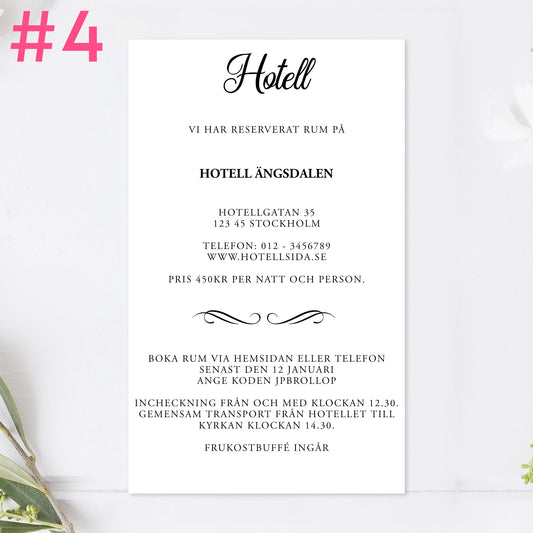 BR004-4 - Boendeinformation - Modern Script Svartvitt - Tryckt bröllopskort