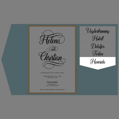 BR004-1 - Bröllopshemsida - Modern Script Svartvitt - Tryckt bröllopskort