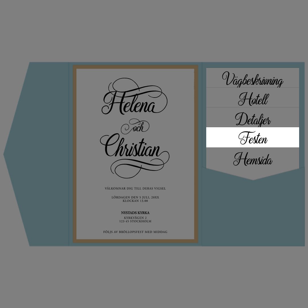 BR004-2 - Festinformation - Modern Script Svartvitt - Tryckt bröllopskort