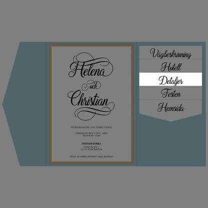 BR004-3 - Informationskort - Modern Script Svartvitt - Tryckt bröllopskort