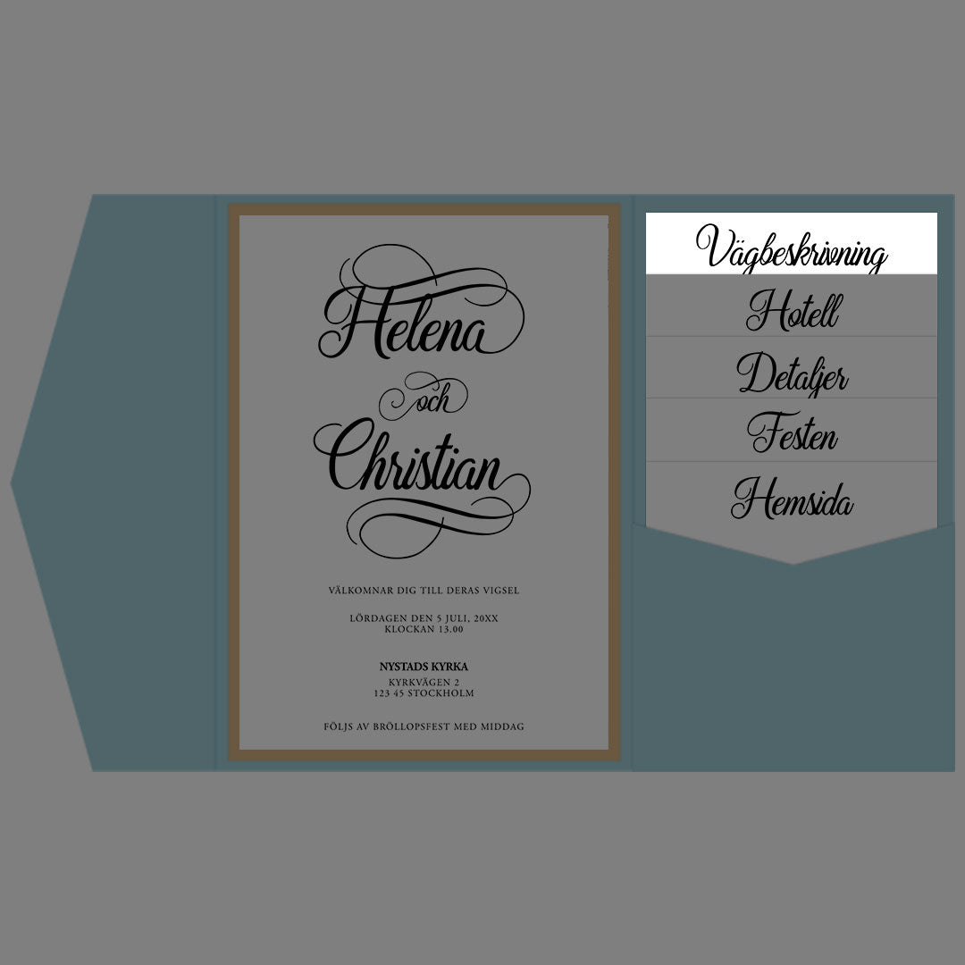 BR004-5 - Vägbeskrivning - Modern Script Svartvitt - Tryckt bröllopskort