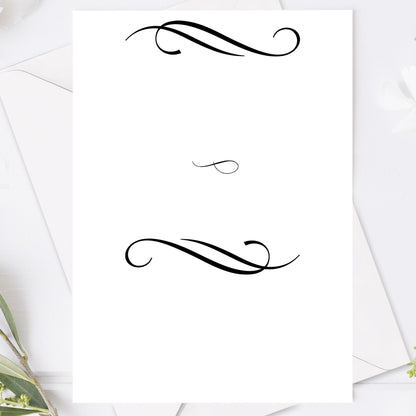 Bröllopsinbjudan med modern script stil – minimalistiskt svartvitt kort – BR004