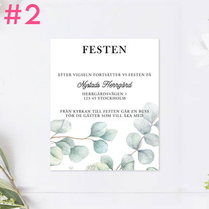 BR005-2 - Festinformation - Eucalyptus Elegant - Tryckt bröllopskort