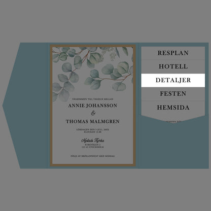 BR005-3 - Informationskort - Eucalyptus Elegant - Tryckt bröllopskort