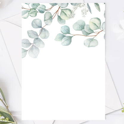 Eucalyptus bröllopsinbjudan – Elegant tryckt kort – BR005