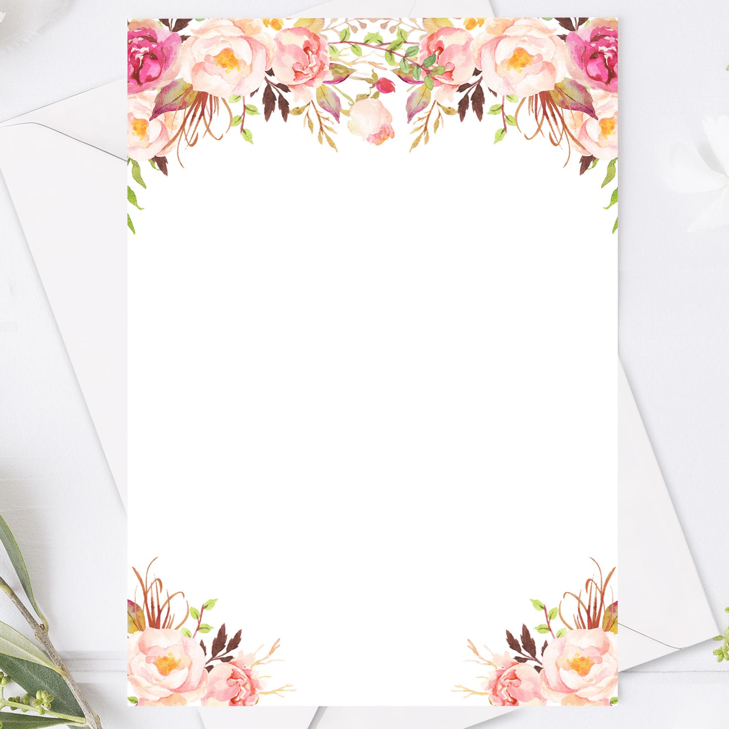 Peach & Blush Blommig Bröllopsinbjudan – Romantisk somrig design – BR006