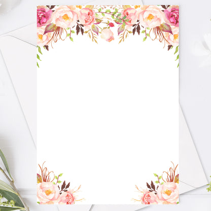 Peach & Blush Blommig Bröllopsinbjudan – Romantisk somrig design – BR006