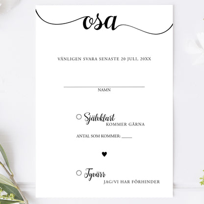 OSA-kort med kuvert (8 färger) – A6 We Do svartvitt – Bröllopskort BR007