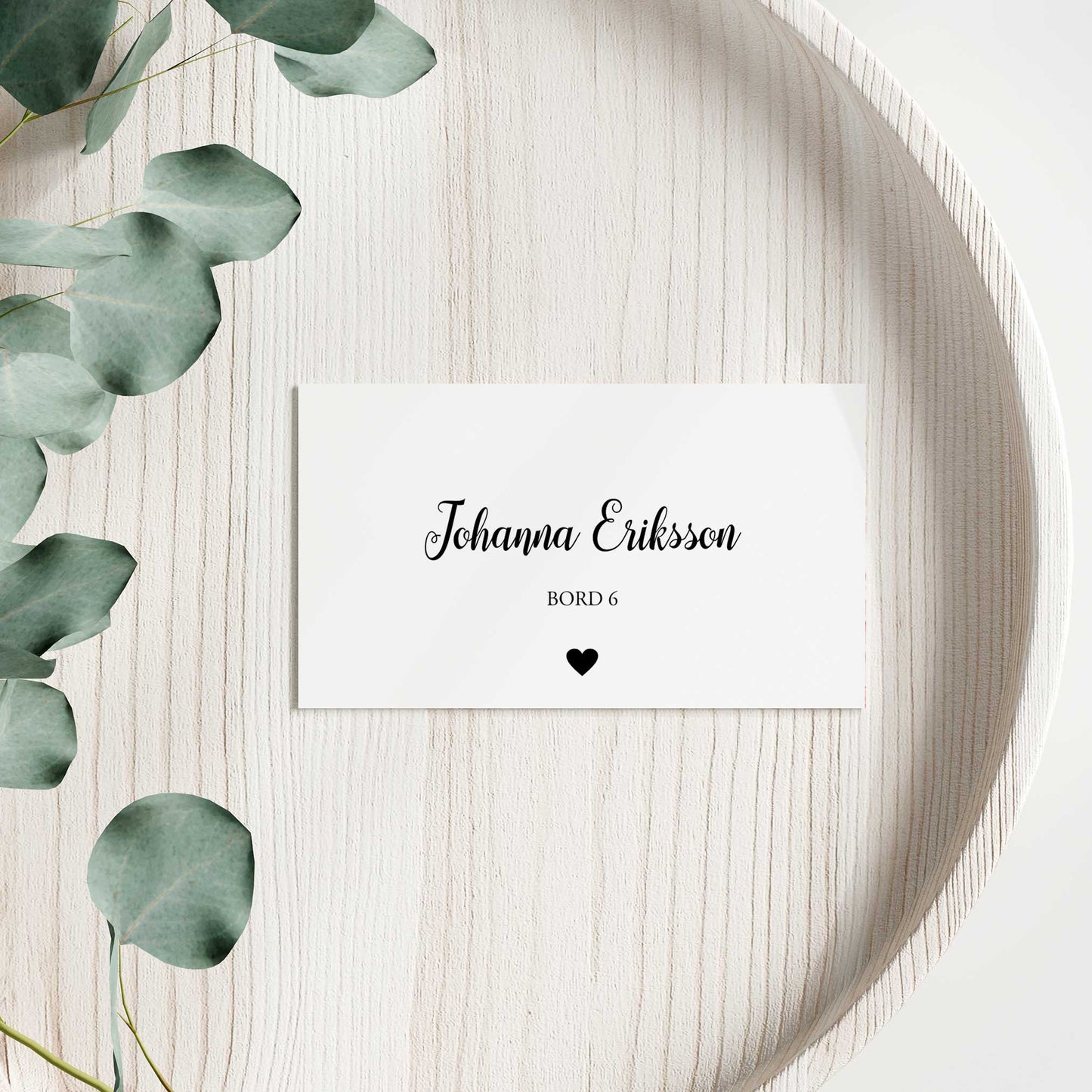 Enkla placeringskort till bröllop – We Do modern svartvit – Tryckt kort med namn för dukning BR007
