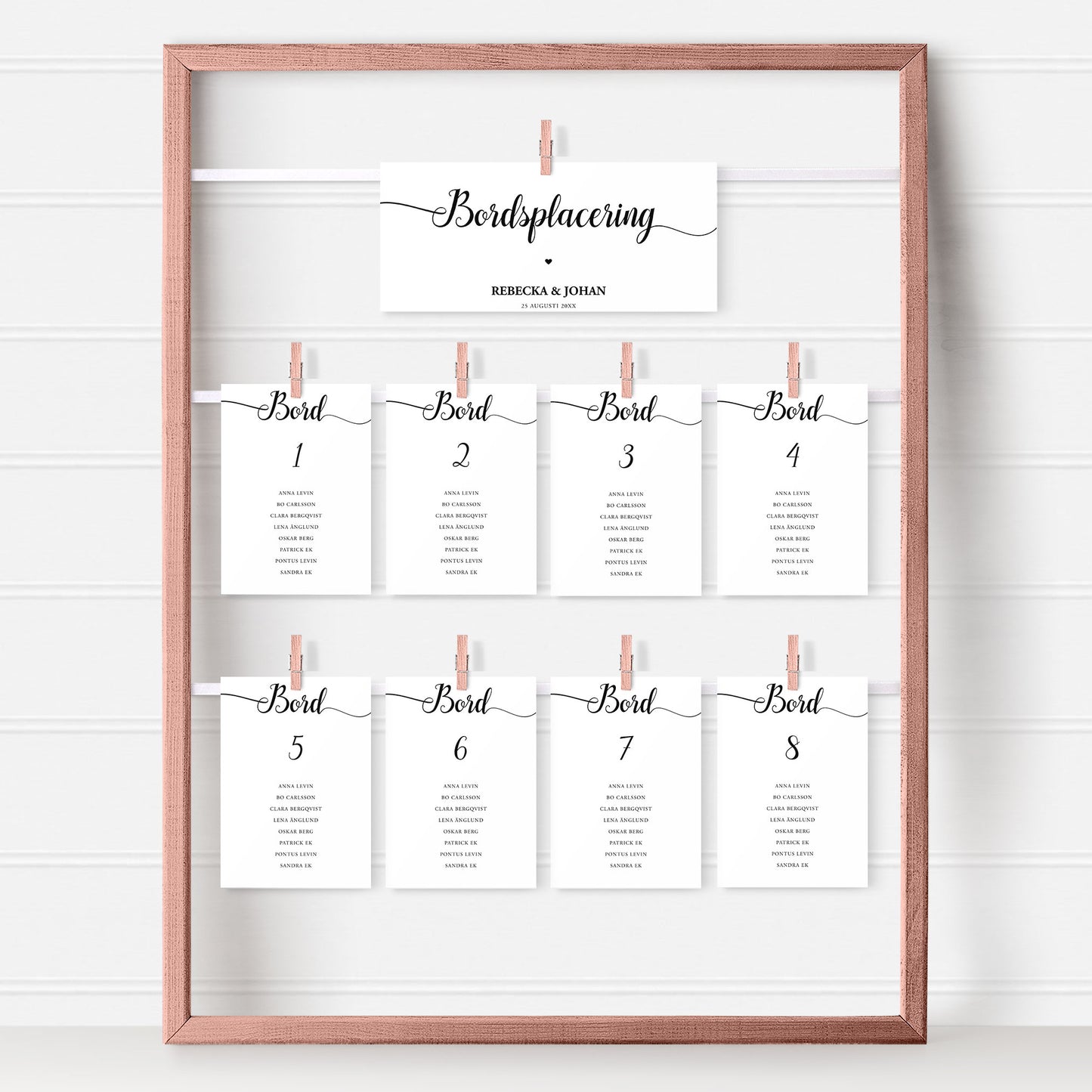 Bordsplaceringskort till bröllop – We Do modern svartvit – Titelskylt & bordskort för gäster BR007