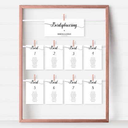 Bordsplaceringskort till bröllop – We Do modern svartvit – Titelskylt & bordskort för gäster BR007