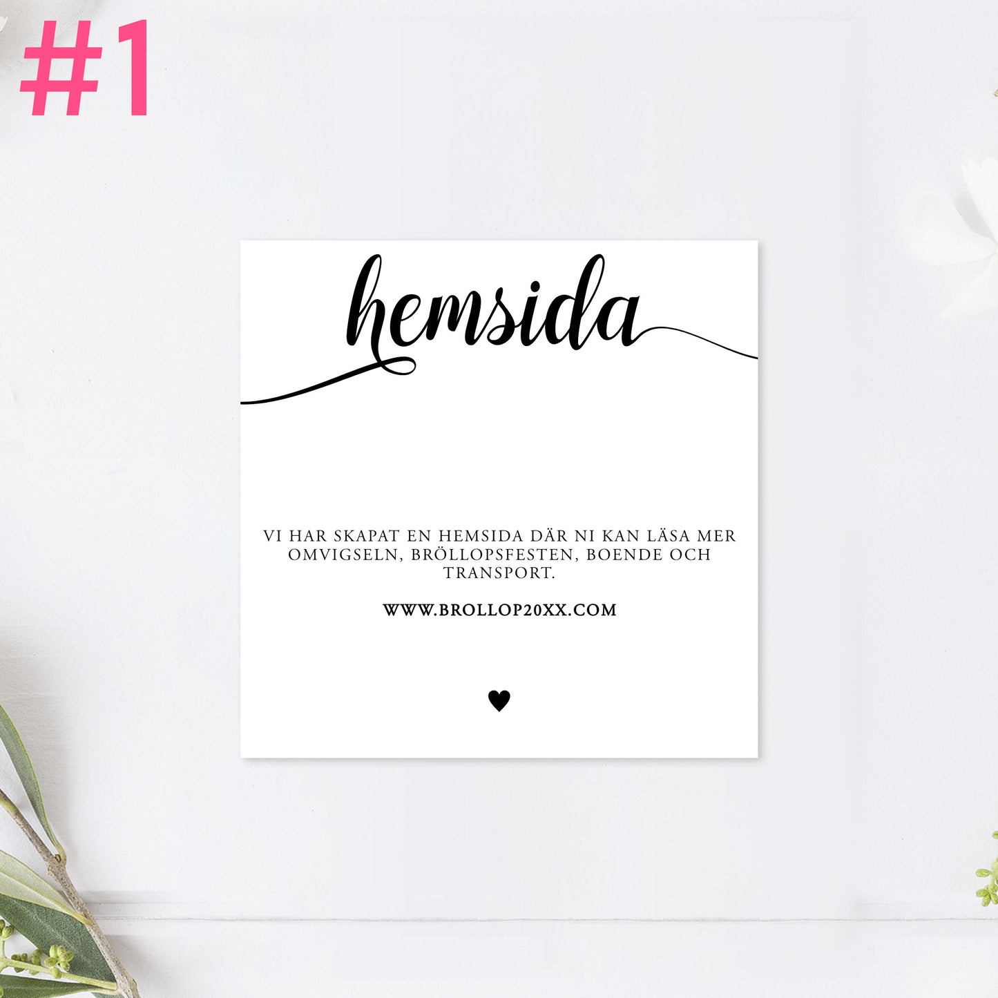 BR007-1 - Bröllopshemsida - We Do svartvitt - Tryckt bröllopskort