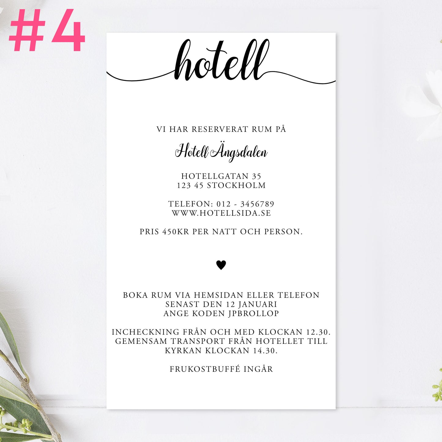 BR007-4 - Boendeinformation - We Do svartvitt - Tryckt bröllopskort