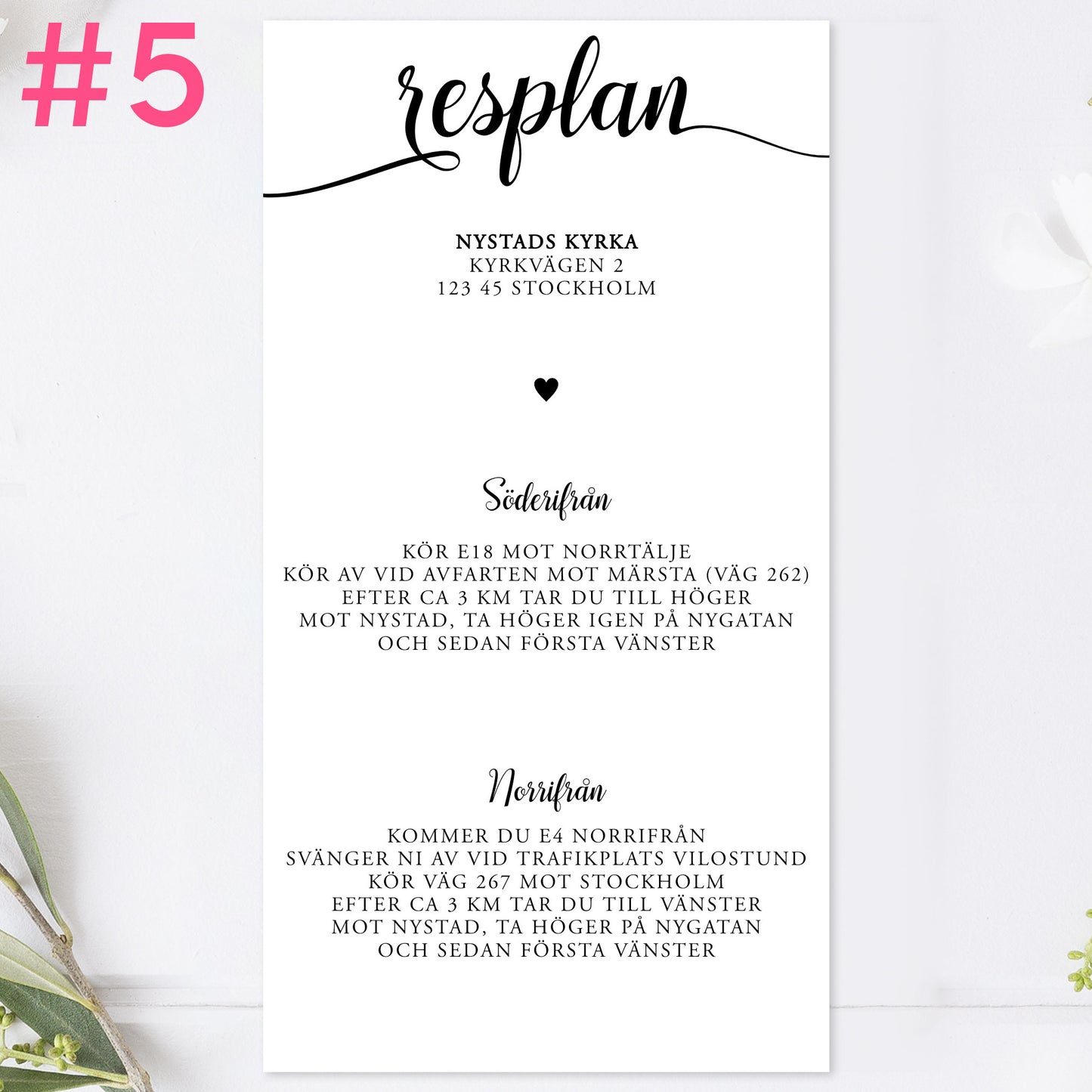 BR007-5 - Vägbeskrivning - We Do svartvitt - Tryckt bröllopskort