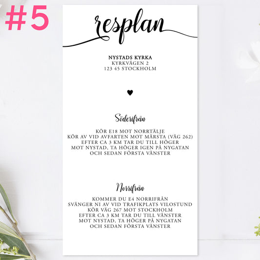 BR007-5 - Vägbeskrivning - We Do svartvitt - Tryckt bröllopskort