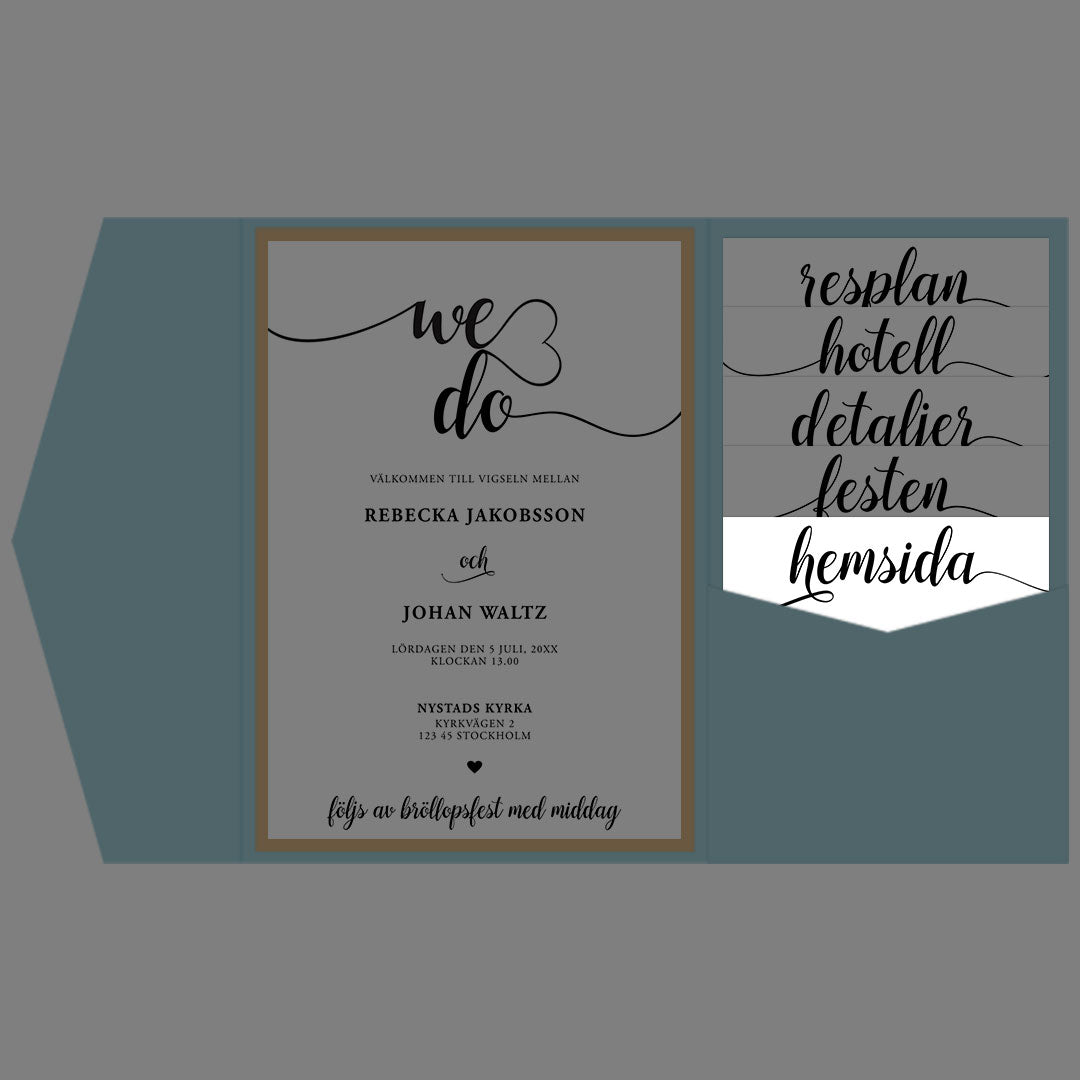 BR007-1 - Bröllopshemsida - We Do svartvitt - Tryckt bröllopskort